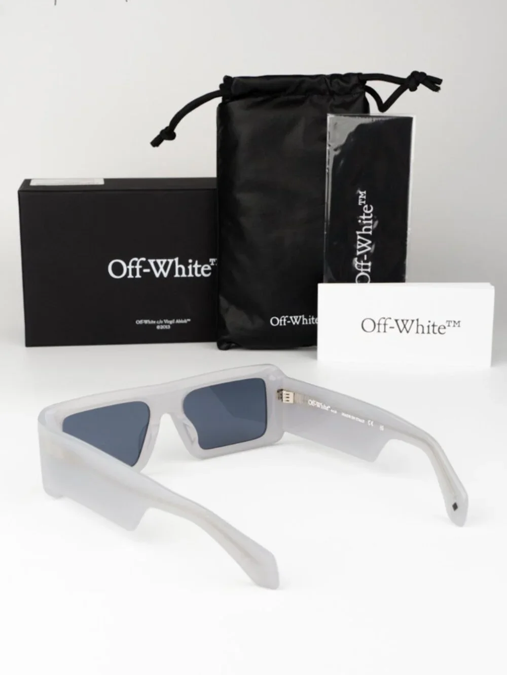 Off-White TROY Women Sunglasses Grey Blue Rectangle OERI140 0945 NEW AUTHENTIC